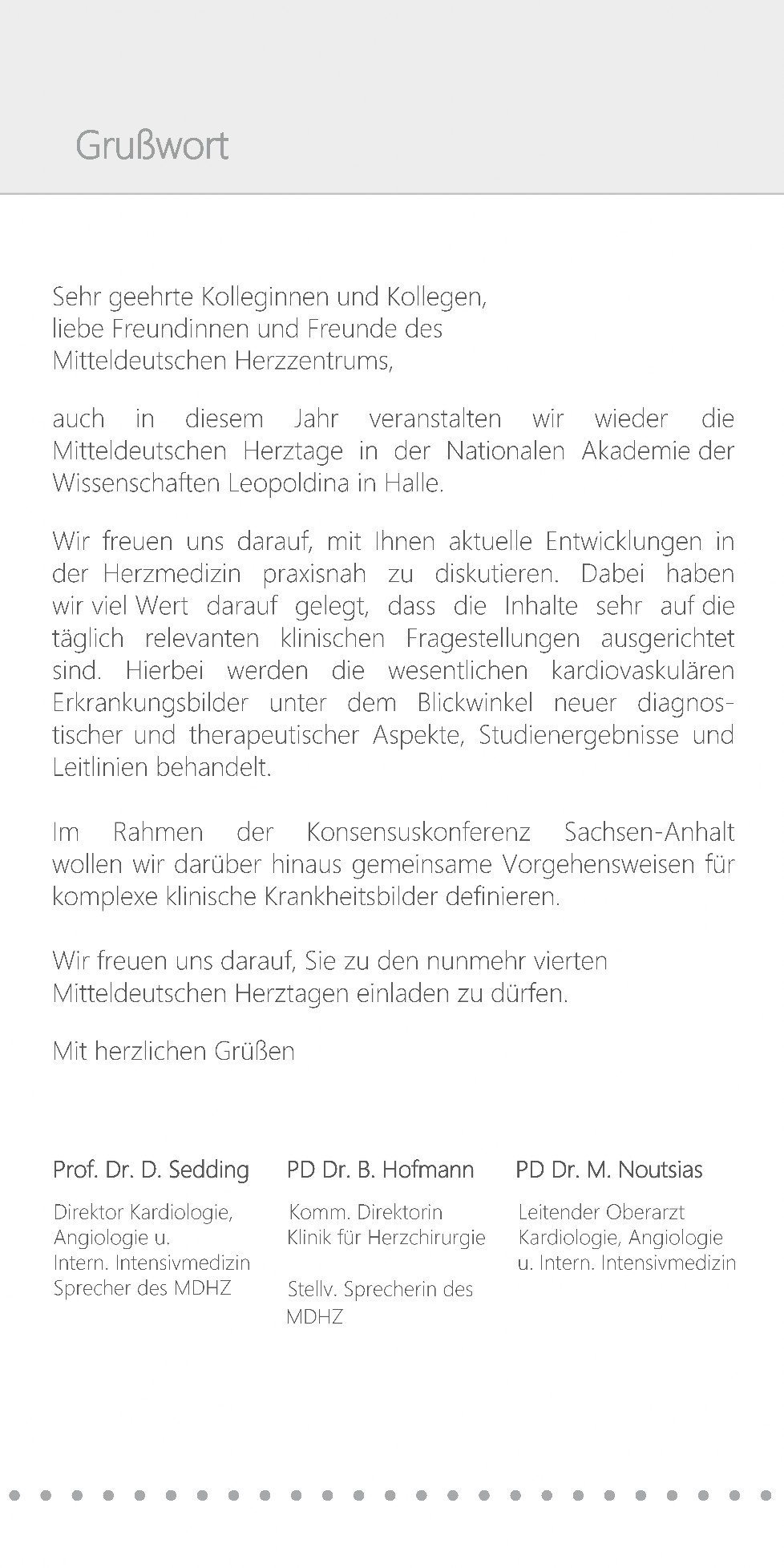 Mitteldeutsche Herztage 2019, Grußwort